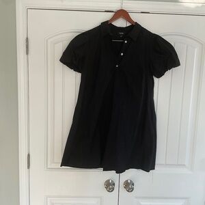 MSK Black Cotton Collared Large Puff Sleeve Mini Shift Dress